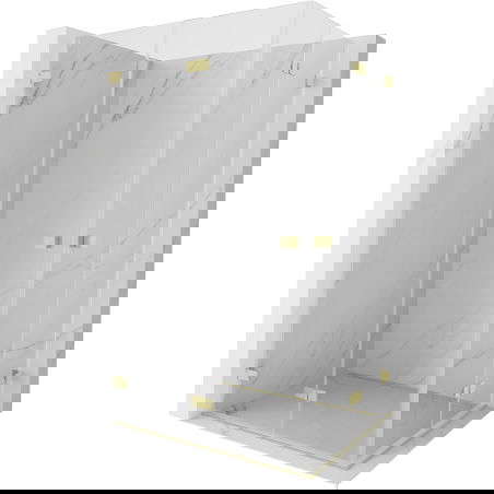 Mexen Lunar-F Duo cabină de duș pliată 100 x 70 cm, transparent, auriu periat - 836-100L-070P-55-00