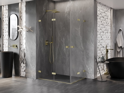 Mexen Lunar-F Duo cabină de duș pliată 100 x 70 cm, transparent, auriu periat - 836-100L-070P-55-00