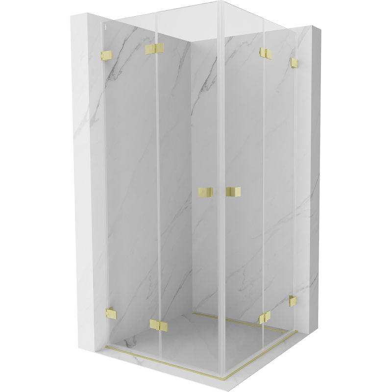 Cabină de duș pliabilă Mexen Lunar-F Duo 100 x 100 cm, transparent, auriu periat - 836-100L-100P-55-00