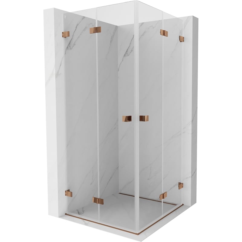 Mexen Lunar-F Duo cabină de duș pliabilă 70 x 70 cm, transparent, aur roz - 836-070L-070P-60-00