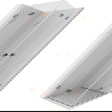 Mexen Lunar-F Duo cabină de duș rabatabilă 80 x 80 cm, transparent, aur roz - 836-080L-080P-60-00