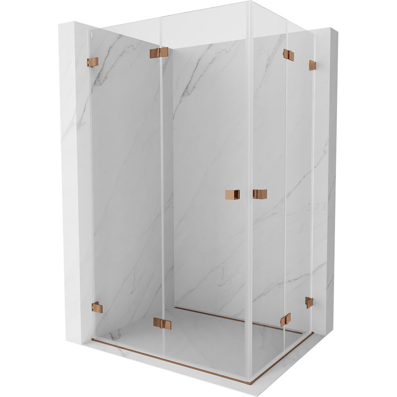 Mexen Lunar-F Duo cabină de duș pliabilă 85 x 80 cm, transparent, aur roz - 836-085L-080P-60-00