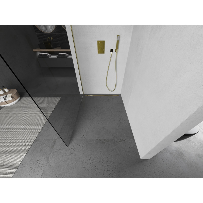 Mexen Kioto Walk-in Zuhanyfal 80 x 200 cm, áttetsző 8 mm-es, arany - 800-080-101-50-00