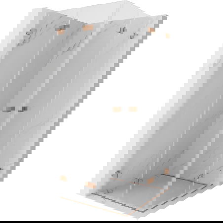 Mexen Lunar-F Duo összecsukható zuhanykabin 75 x 75 cm, átlátszó, kefe hatású réz - 836-075L-075P-65-00