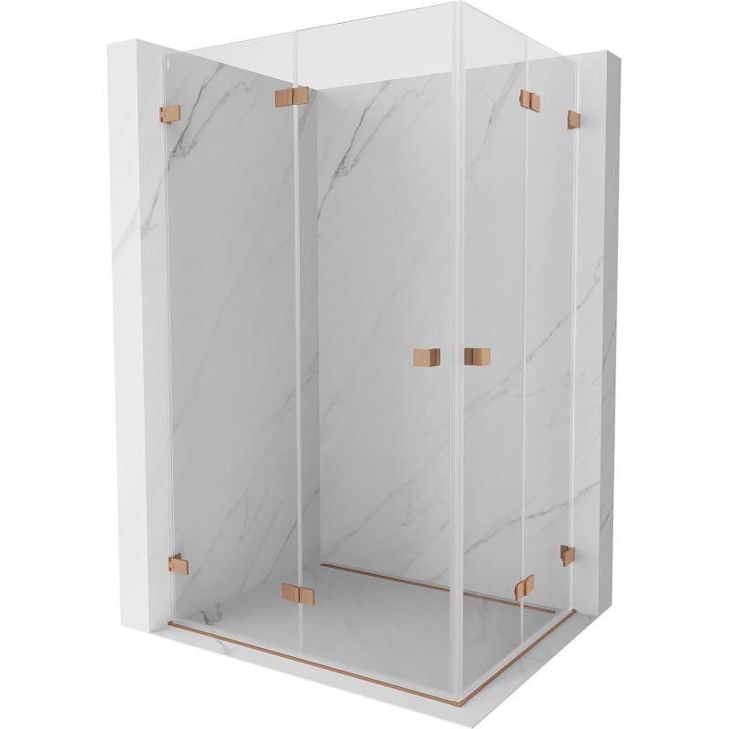 Mexen Lunar-F Duo cabină de duș pliabilă 80 x 70 cm, transparentă, cupru periat - 836-080L-070P-65-00
