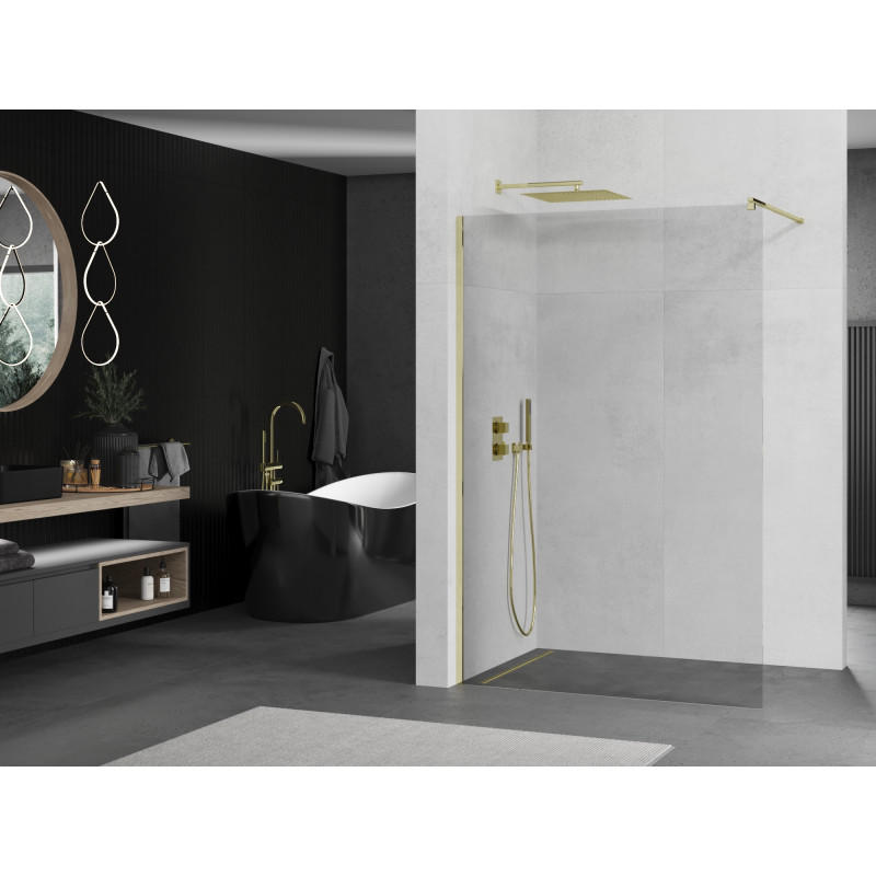Mexen Kioto Walk-in zuhanyfal 160 x 200 cm, átlátszó 8 mm, arany - 800-160-101-50-00