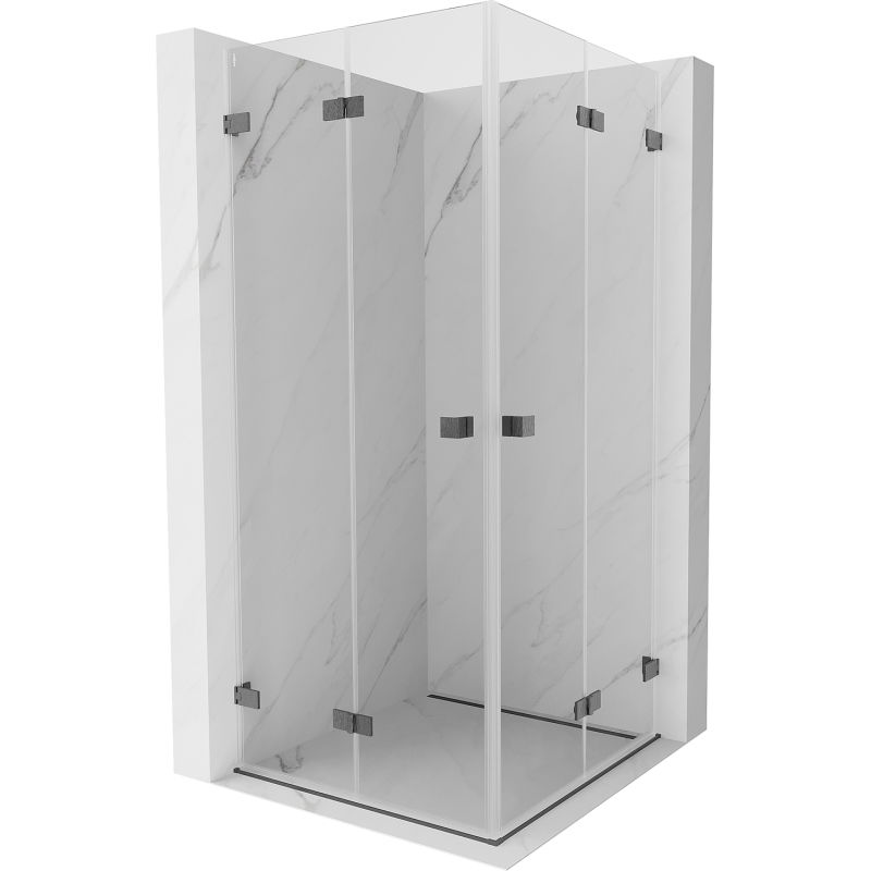 Mexen Lunar-F Duo cabină de duș pliabilă 70 x 70 cm, transparentă, gri armă periată - 836-070L-070P-66-00