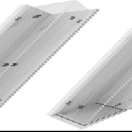 Mexen Lunar-F Duo cabină de duș pliabilă 75 x 75 cm, transparent, gri armat periat - 836-075L-075P-66-00