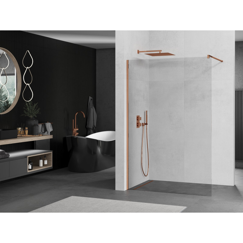 Mexen Kioto Walk-in zuhanyfal 90 x 200 cm, átlátszó 8 mm, rózsaarany - 800-090-101-60-00