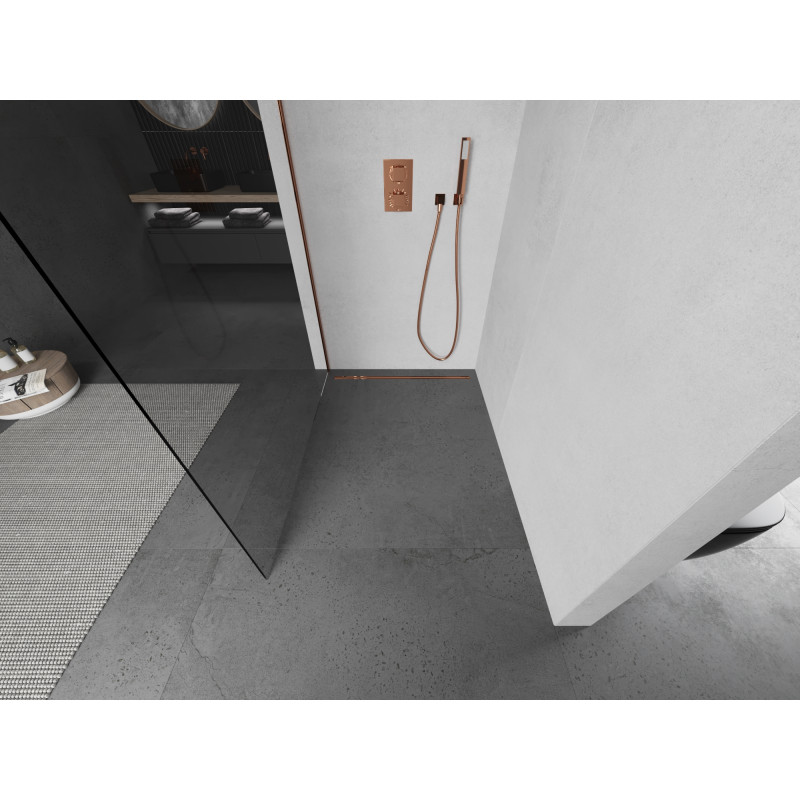 Mexen Kioto Walk-in zuhanyfal 110 x 200 cm, áttetsző 8 mm, rózsaarany - 800-110-101-60-00