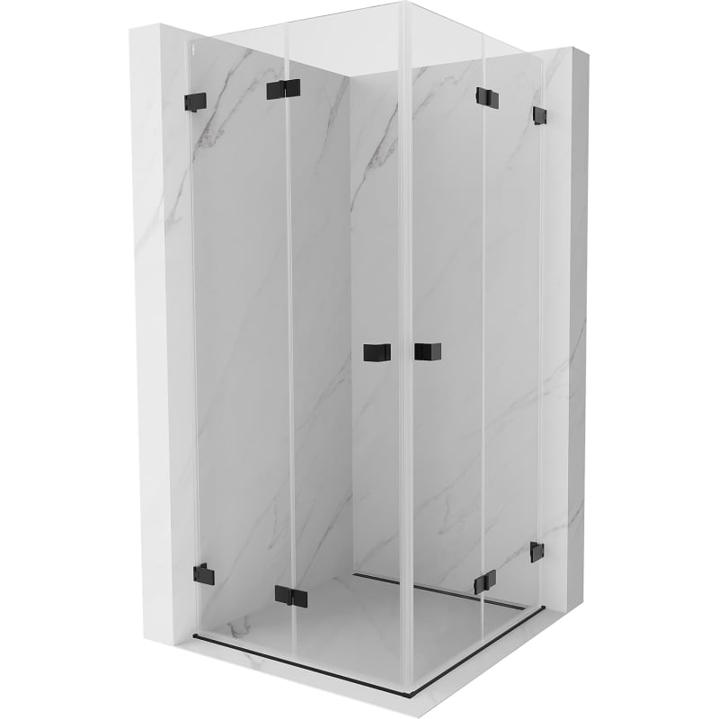 Mexen Lunar-F Duo cabină de duș pliabilă 70 x 70 cm, transparentă, neagră - 836-070L-070P-70-00