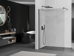 Mexen Kioto Walk-in zuhanyfal, 60 x 200 cm, átlátszó 8 mm, fekete - 800-060-101-70-00