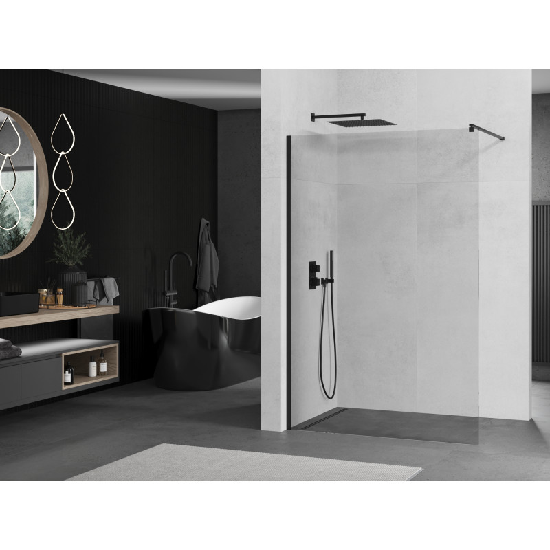 Mexen Kioto Walk-in zuhanyfal 100 x 200 cm, átlátszó 8 mm, fekete - 800-100-101-70-00