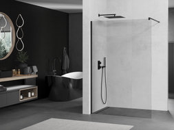 Mexen Kioto perete duș Walk-in 110 x 200 cm, transparent 8 mm, negru - 800-110-101-70-00