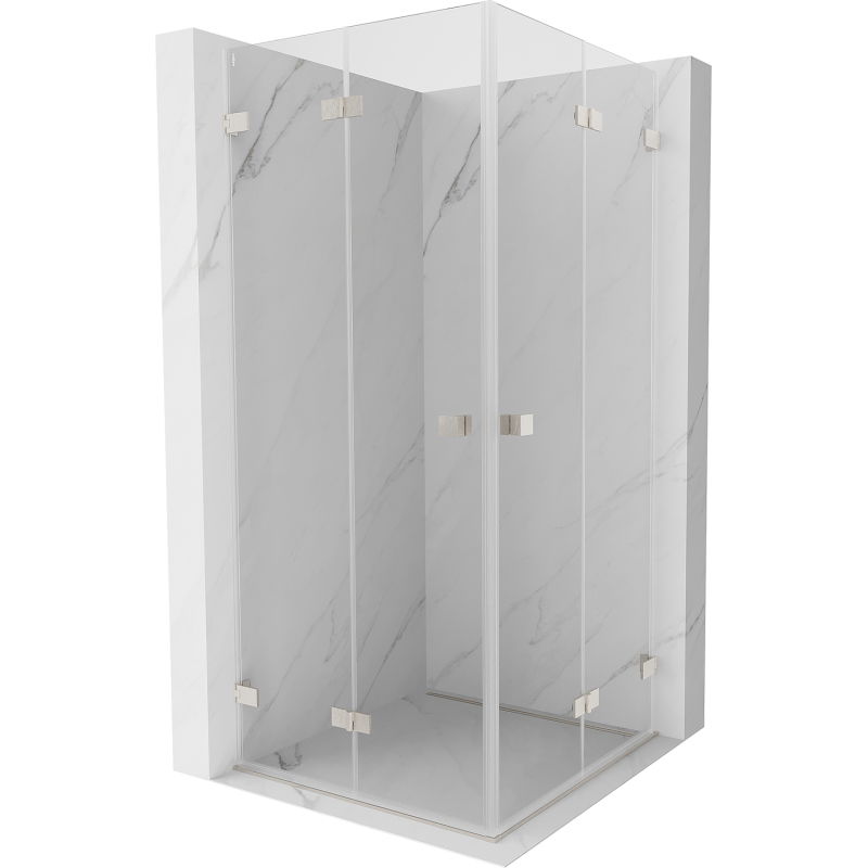 Mexen Lunar-F Duo cabină de duș pliabilă 75 x 75 cm, transparent, nichel periat - 836-075L-075P-97-00