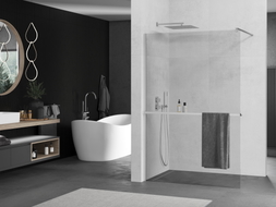 Mexen Kioto+ walk-in zuhanyfal polccal, 90 x 200 cm, átlátszó, króm - 800-090-121-01-00