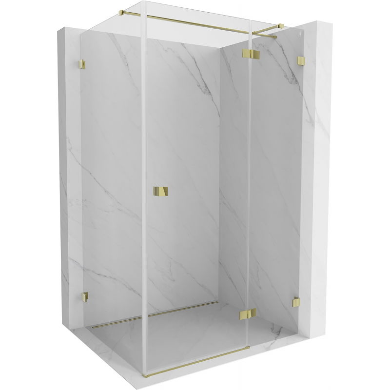 Mexen Lunar T cabină de duș batantă dreaptă 140 x 100 cm, transparentă, aurie - 834T-140-100-50-00-P