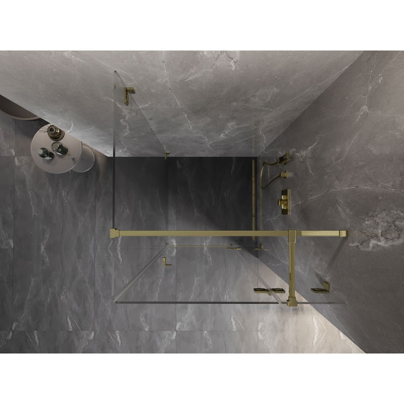 Mexen Lunar T 110 x 110 cm-es jobbos nyíló zuhanykabin, átlátszó, arany - 834T-110-110-50-00-P