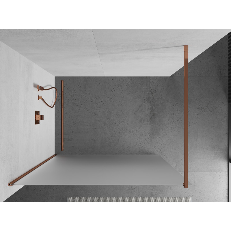 Mexen Kioto Walk-in zuhanyfal 100 x 200 cm, 8 mm-es matt üveg, rózsa arany - 800-100-101-60-30