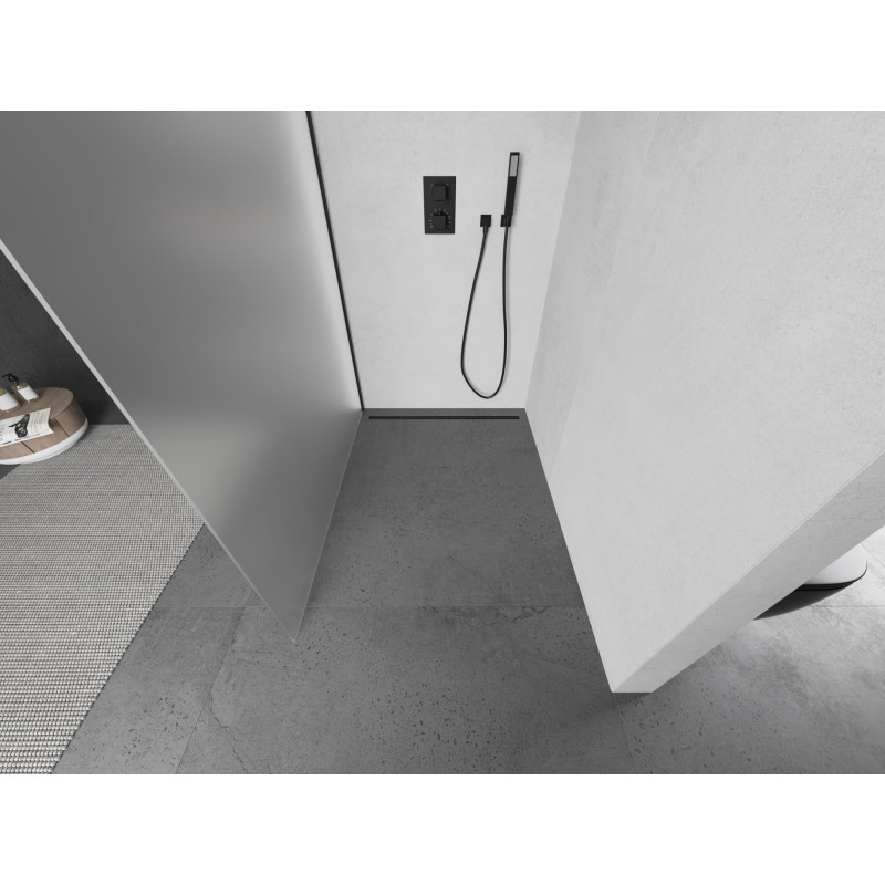 Mexen Kioto Walk-in zuhanyfal 70 x 200 cm, 8 mm fagyott, fekete - 800-070-101-70-30