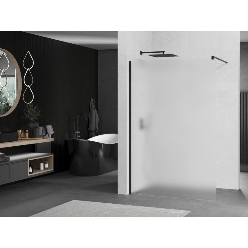 Mexen Kioto perete de duș Walk-in 70 x 200 cm, înghețat 8 mm, negru - 800-070-101-70-30