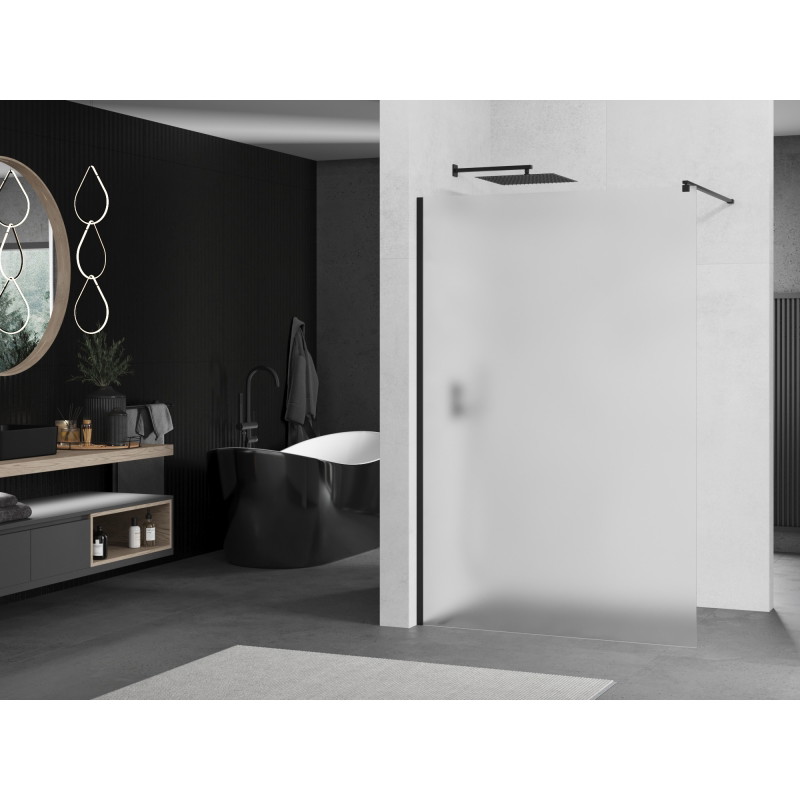Mexen Kioto Walk-in zuhanyfal 70 x 200 cm, 8 mm fagyott, fekete - 800-070-101-70-30