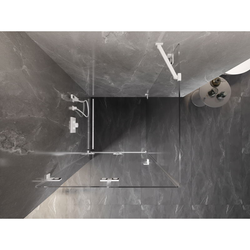 Mexen Lunar-F cabină de duș pliabilă stângă 90 x 90 cm, transparentă, albă - 836-090-090-20-00-L