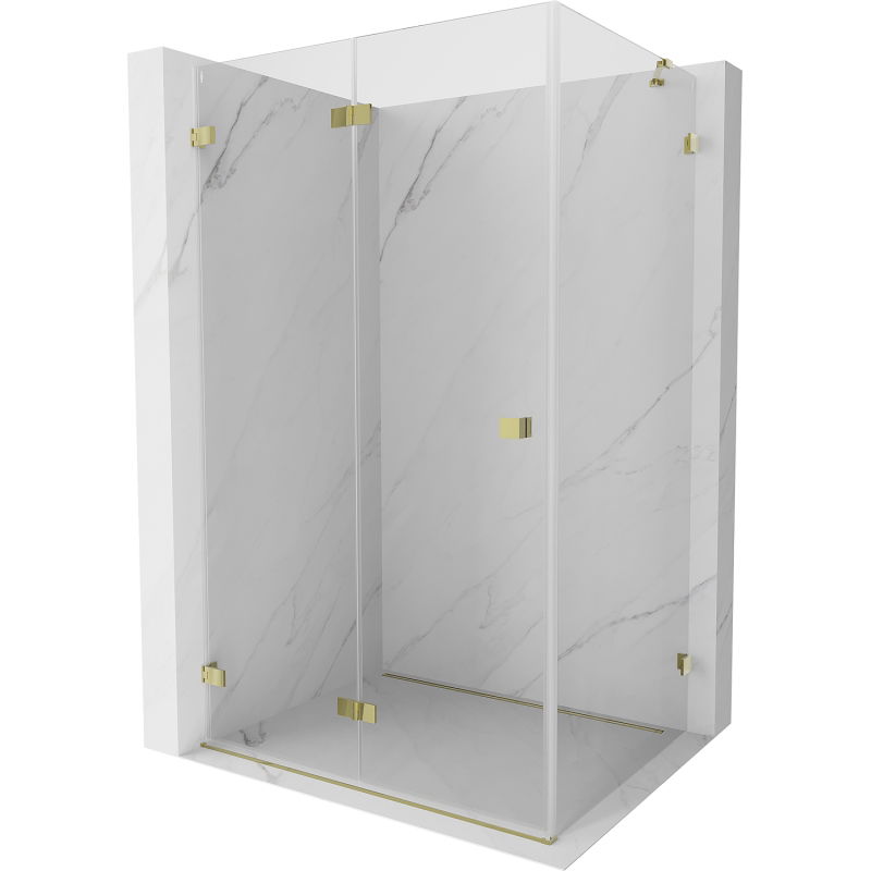 Cabină de duș pliabilă stânga Mexen Lunar-F 95 x 80 cm, transparent, aurie - 836-095-080-50-00-L