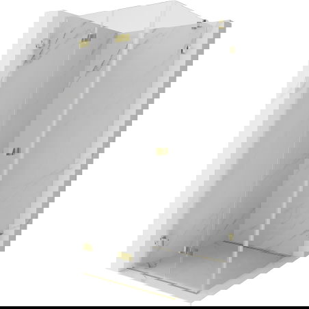 Mexen Lunar-F cabină pliantă de duș stânga 100 x 100 cm, transparent, auriu - 836-100100-50-00-L