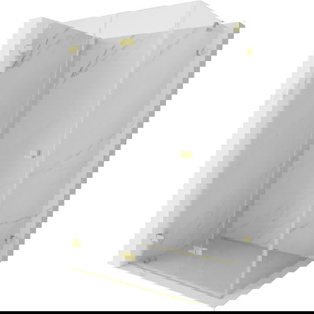 Mexen Lunar-F cabină de duș pliere stânga 90 x 70 cm, transparent, auriu periat - 836-090-070-55-00-L