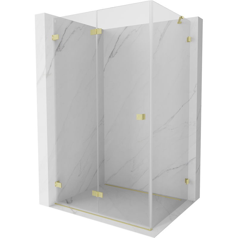 Mexen Lunar-F cabină de duș pliabilă stânga 85 x 80 cm, transparent, auriu șlefuit - 836-085-080-55-00-L