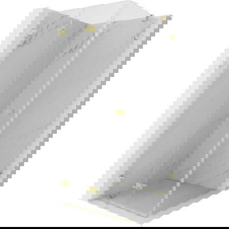 Cabină de duș Mexen Lunar-F pliabilă stânga 100 x 100 cm, transparentă, aurie periată - 836-100-100-55-00-L