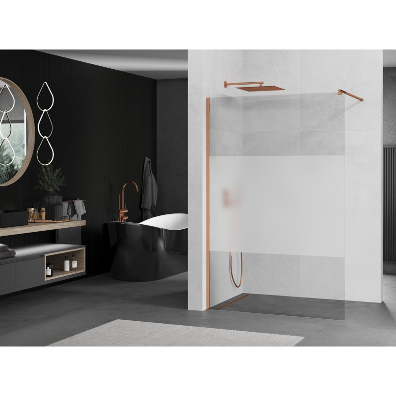 Mexen Kioto paravan de duș Walk-in 70 x 200 cm, transparent/mat 8 mm, aur roz - 800-070-101-60-35