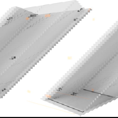 Mexen Lunar-F cabina de duș pliabilă stânga 100 x 80 cm, transparentă, aur roz - 836-100-080-60-00-L