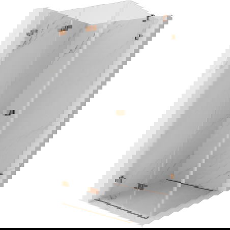 Cabină de duș Mexen Lunar-F pliabilă stânga 100 x 100 cm, transparent, aur roz- 836-100-100-60-00-L