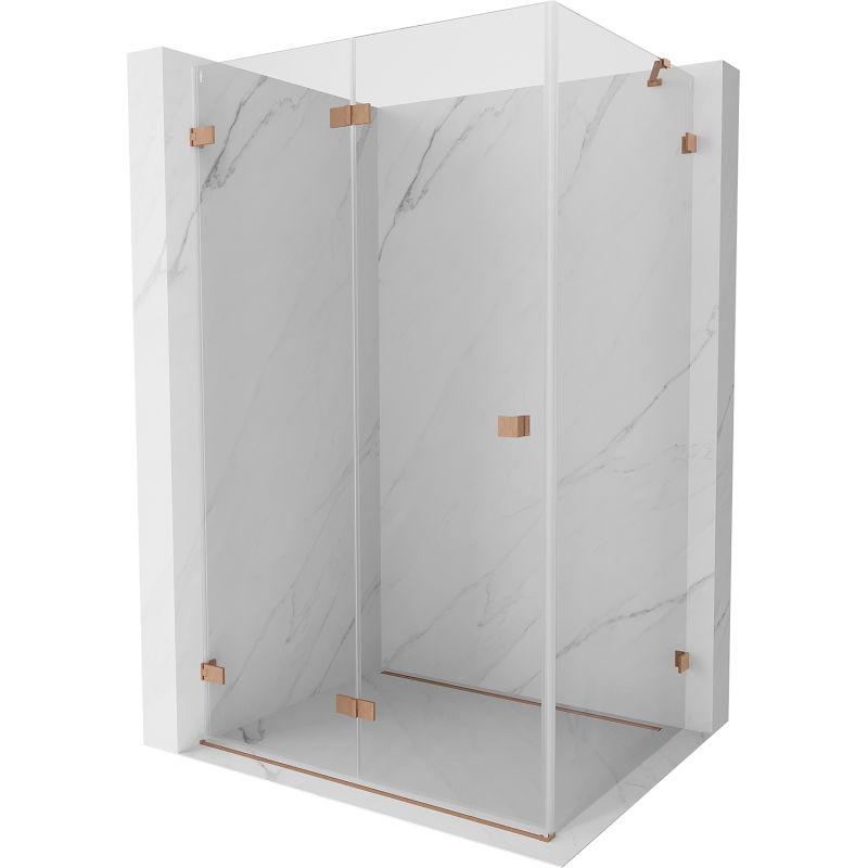 Mexen Lunar-F cabină de duș pliabilă pe stânga 95 x 90 cm, transparent, cupru periat- 836-095-090-65-00-L