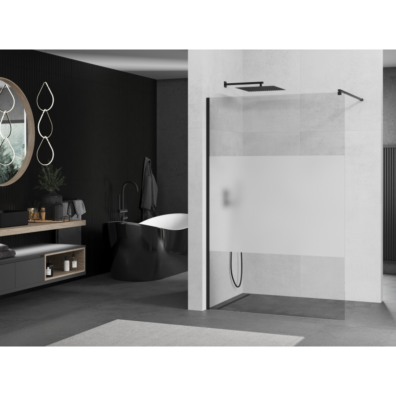 Mexen Kioto perete de duș Walk-in 80 x 200 cm, transparent/gheață 8 mm, negru - 800-080-101-70-35