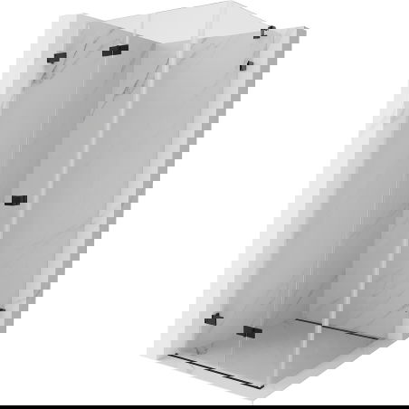 Mexen Lunar-F összecsukható zuhanykabin balos 80 x 80 cm, átlátszó, fekete - 836-080-080-70-00-L