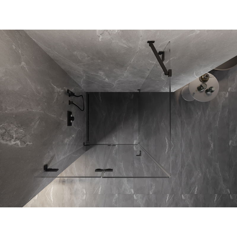 Mexen Lunar-F cabină de duș pliabilă stânga 100 x 100 cm, transparent, negru - 836-100-100-70-00-L