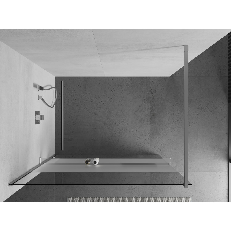 Mexen Kioto+ panou de duș cu poliță Walk-in 120 x 200 cm, transparent/înghețat, crom - 800-120-121-01-35