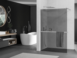 Mexen Kioto+ 70 x 200 cm-es, grafit színű, krómozott walk-in zuhanyfal polccal - 800-070-121-01-40