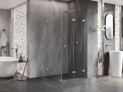 Mexen Lunar-F összecsukható zuhanykabin jobb 80 x 80 cm, átlátszó, króm - 836-080-080-01-00-P