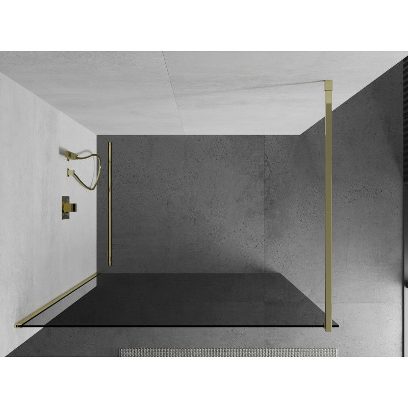Mexen Kioto Perete de duș Walk-in 80 x 200 cm, grafit 8 mm, aur - 800-080-101-50-40