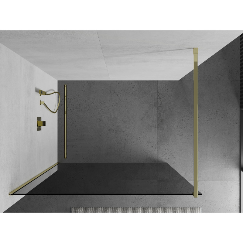 Mexen Kioto Walk-in zuhanyfal 90 x 200 cm, grafit 8 mm, arany - 800-090-101-50-40