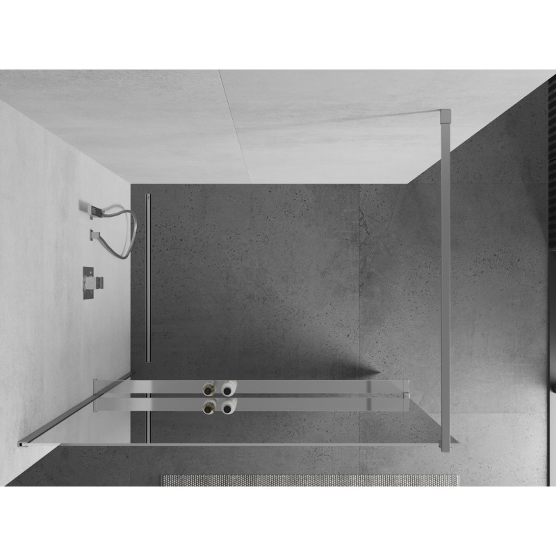 Mexen Kioto+ panou de duș cu raft Walk-in 120 x 200 cm, oglindă, crom - 800-120-121-01-50