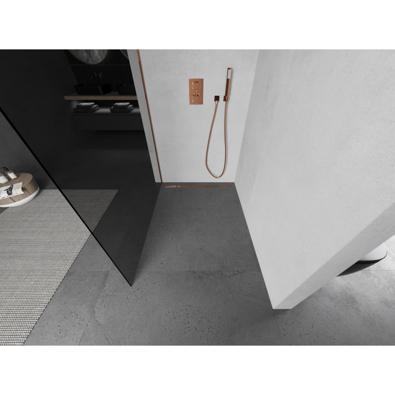 Mexen Kioto perete de duș Walk-in 80 x 200 cm, grafit 8 mm, aur roz - 800-080-101-60-40
