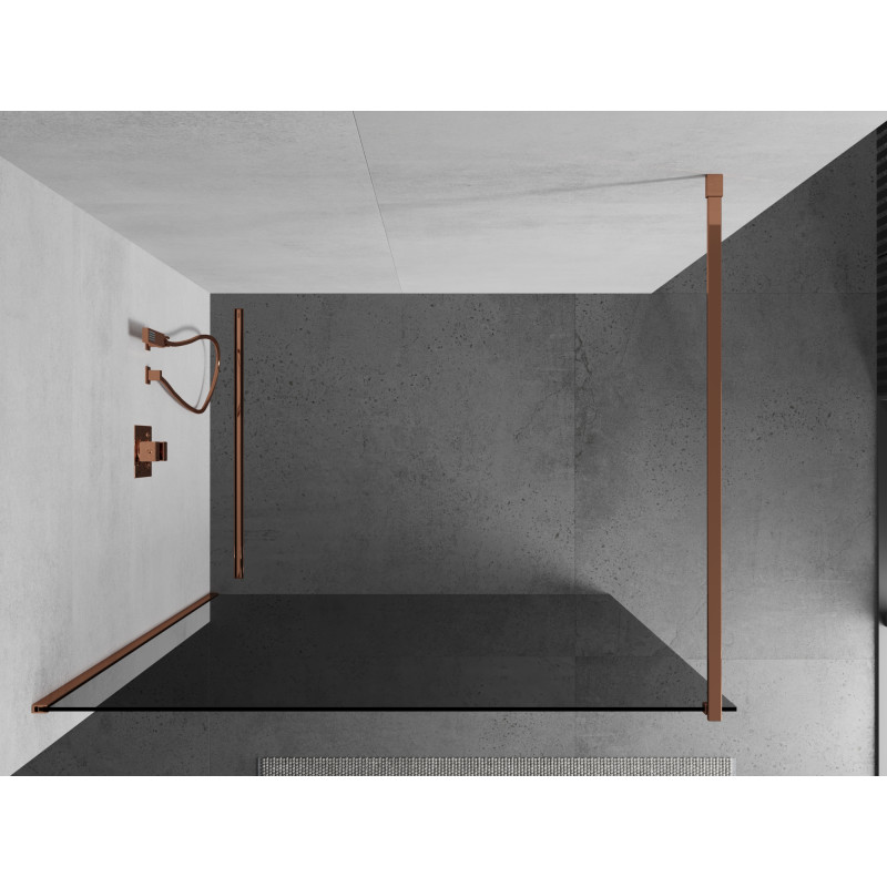 Mexen Kioto panel de duș Walk-in 100 x 200 cm, grafit 8 mm, aur roz - 800-100-101-60-40