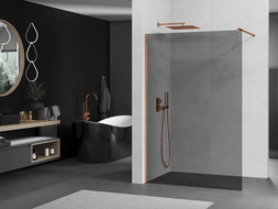 Mexen Kioto zuhanyfal Walk-in 120 x 200 cm, grafit 8 mm, rózsaarany - 800-120-101-60-40