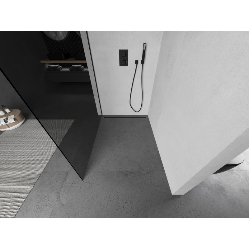 Mexen Kioto Walk-in zuhanyfal 100 x 200 cm, grafit 8 mm, fekete - 800-100-101-70-40