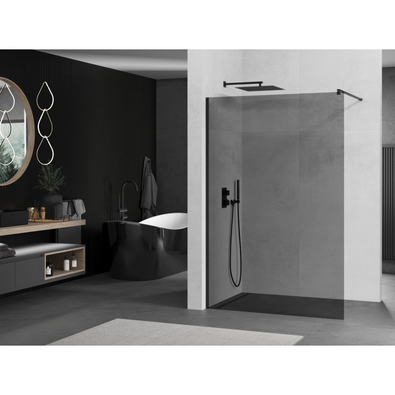 Mexen Kioto Walk-in zuhanyfal 110 x 200 cm, grafit 8 mm, fekete - 800-110-101-70-40